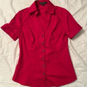 express fuchsia v neck work blouse